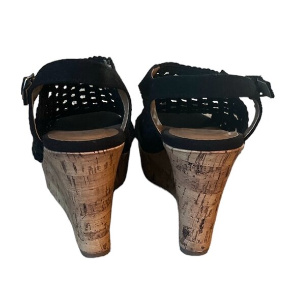 So Taffy Black Wedge Heel Sandals - Size 7.5 - Picture 4 of 7